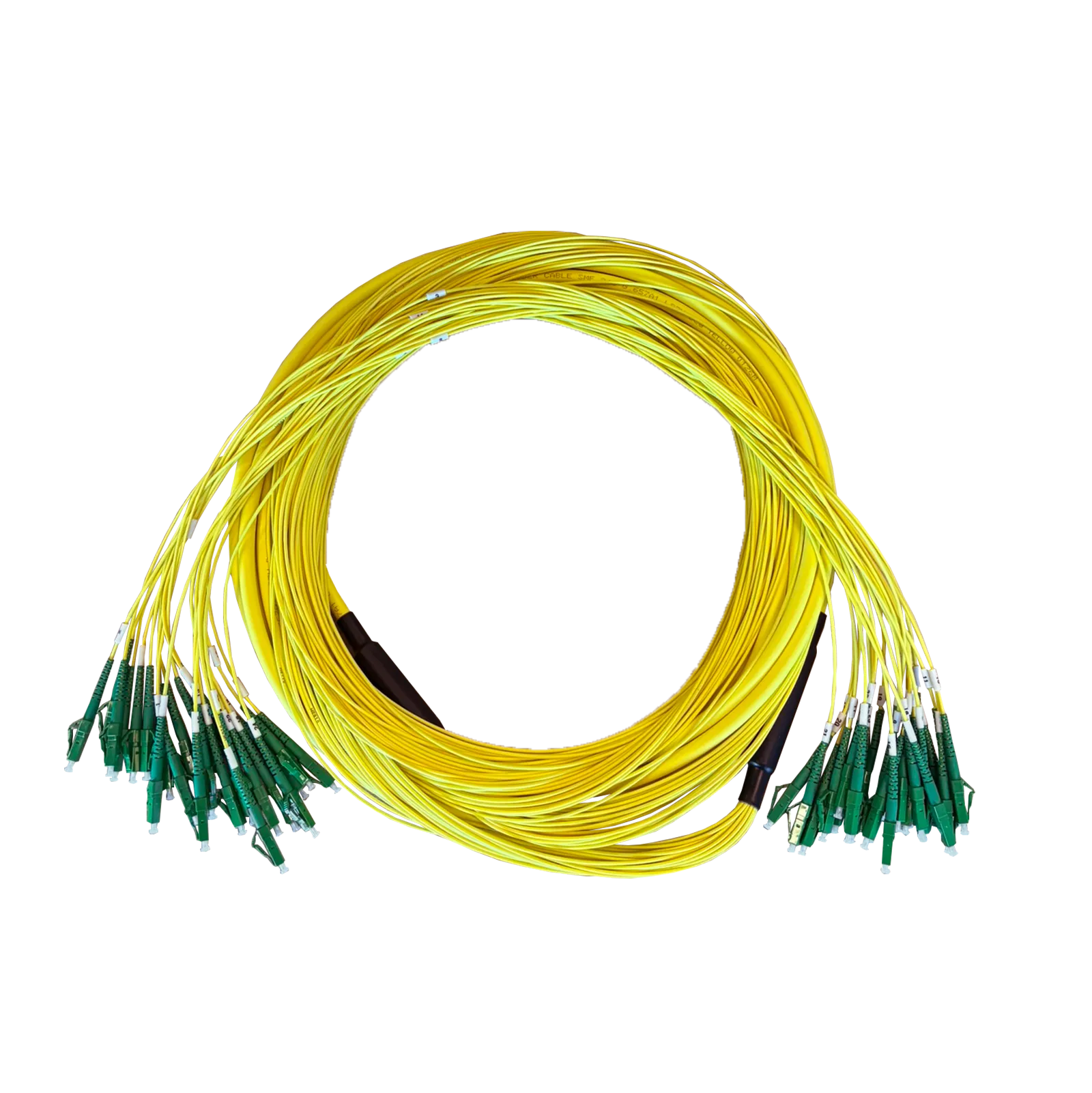 Breakout kabel, 48-voudig, SM, G657A1, LC/APC (fanout lengte 1.6m)-LC/APC (fanout lengte 1.6m), CPR Dca, geel, 22.5m